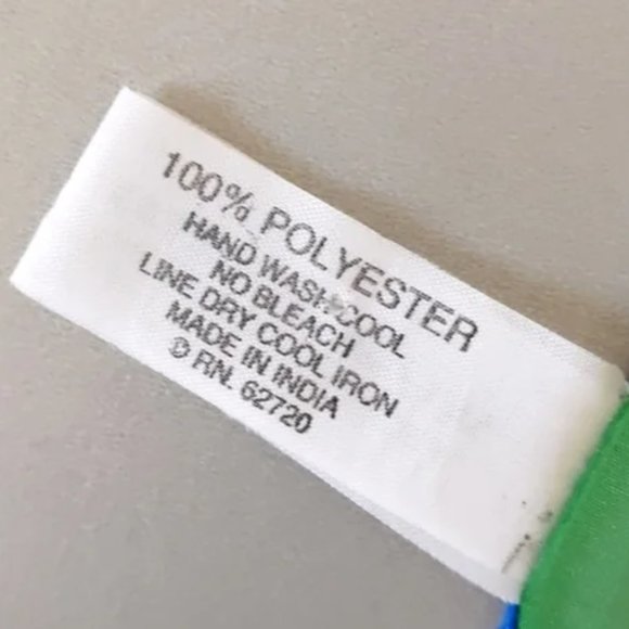 Floral & Geometric Print Sheer Scarf, Blue / Green / Gold, 61" x 12" - Picture 7 of 7